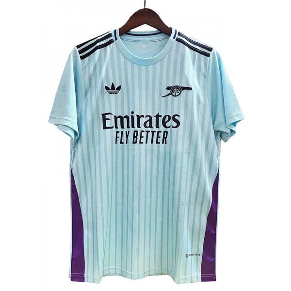 Arsenal maillot d'entraînement d'avant-match uniforme de football kit de football bleu ciel pour hommes hauts chemise de sport 2024-2025
